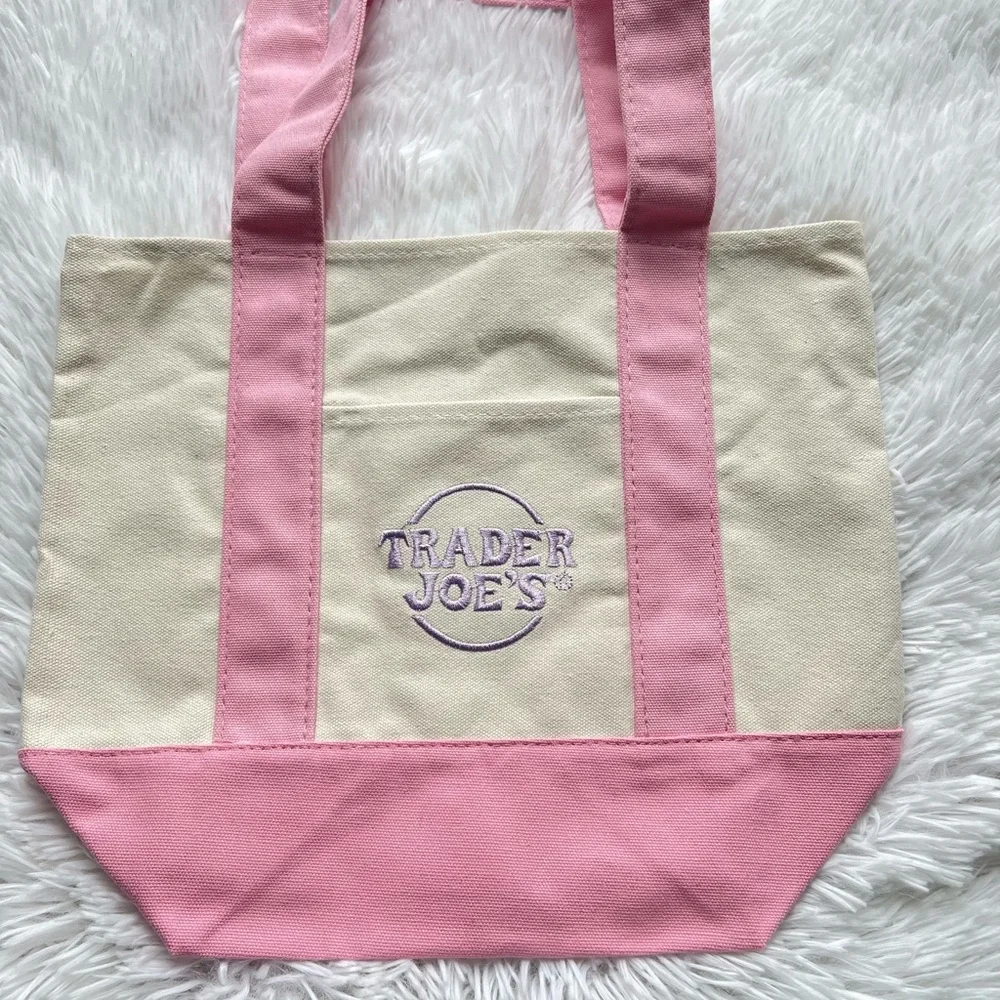 Trader Joe’s Mini Canvas Tote Bags Pastel Collection - Picture 4 of 5
